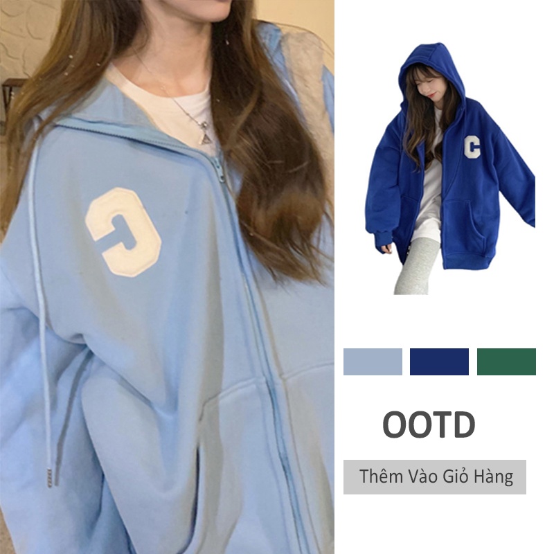 DIDIKA Áo Hoodie Cotton Giả Lông Cừu 310g Thêu Họa Tiết Có Khóa Kéo Sau Lưng Cho Nữ | BigBuy360 - bigbuy360.vn