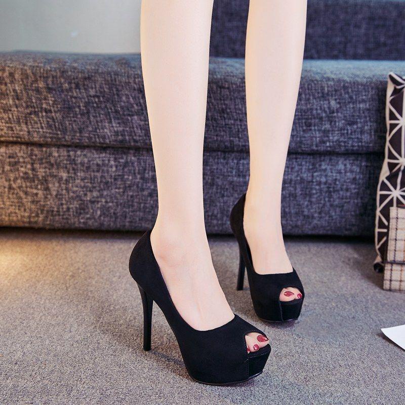 Giày Cao Gót 14cm 2021 Mũi Tròn Chống Thấm Nước Quyến Rũ