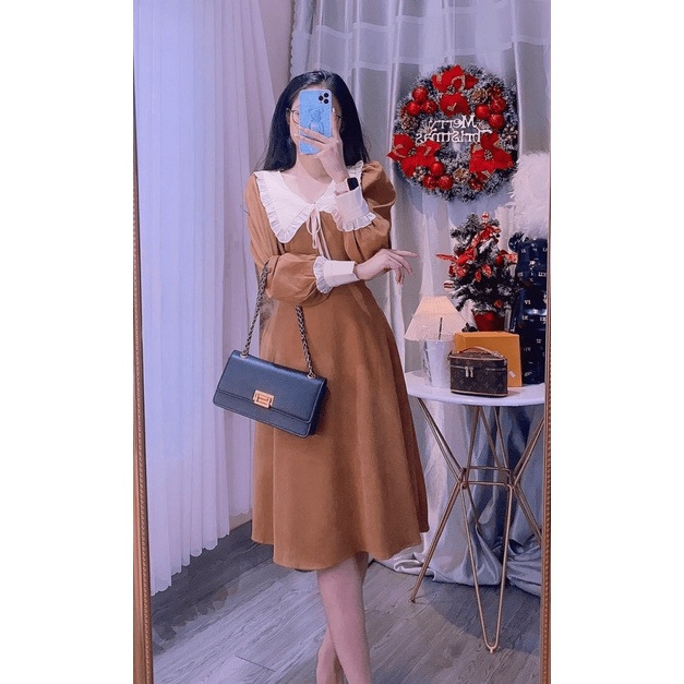 SALE SẬP SÀN - ĐẦM COTTON LẠNH CỔ SEN TAY DÀI LÀM SAY MÊ CRUSH UP SHOP HHP