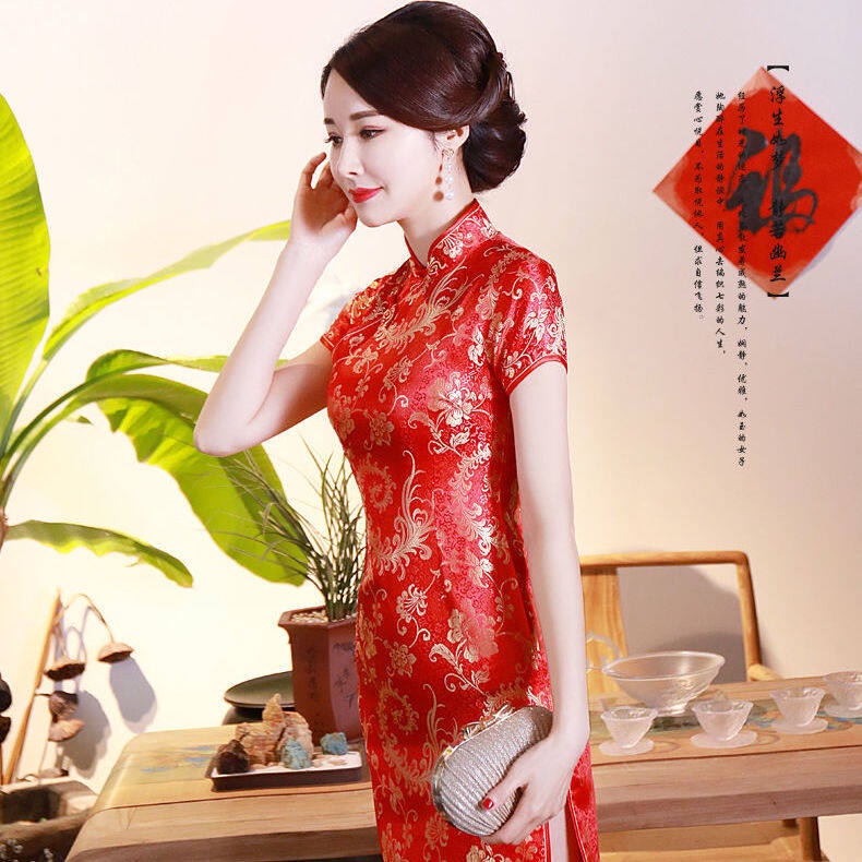 My AI Style Myaistyle váy đi đám cưới Đầm Sườn Xám Cách Tân Dáng Chữ a Tay Lửng Phong Cách Trung Hoa Thời Trang Xuân Hè Cho Nữ áo dài Beautiful Cái mới Hàn Quốc Korean Style FS781794-3 36Z230909