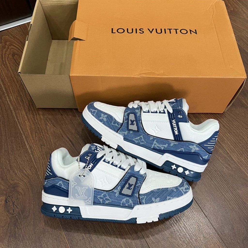 Giày LV Louis Vuitton Trainer Black White, Giày Sneaker LV Xanh, Hông, Xám Grey Hottrend 2022