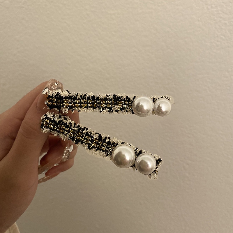 Kẹp Mỏ Vịt Ngang Một Bên Kẹp Vải Dài Nhỏ Màu Vàng Kim Phong Cách Hàn Quốc Tươi Mới Dành Cho Bạn Nữ