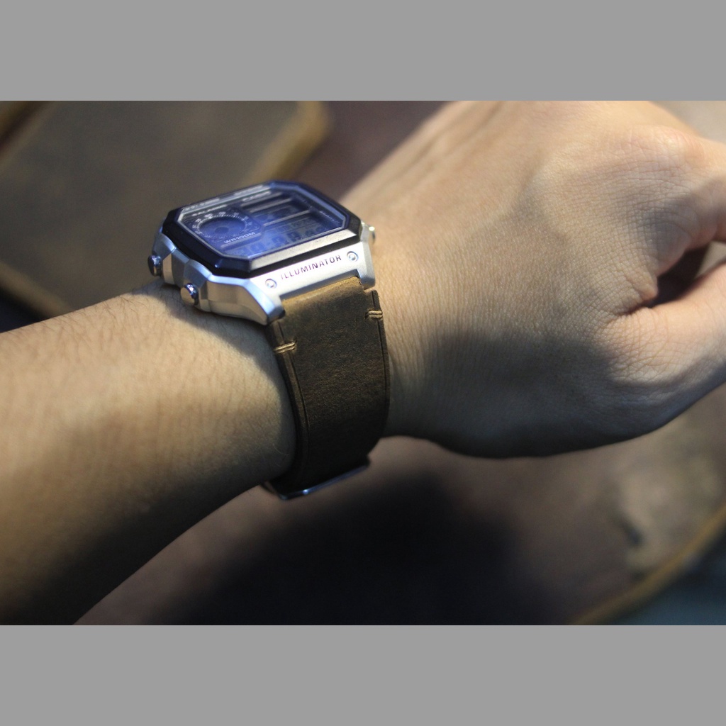 Dây đồng hồ, Dây da thật ca si o 1200 chất vintage By Kiến Leather