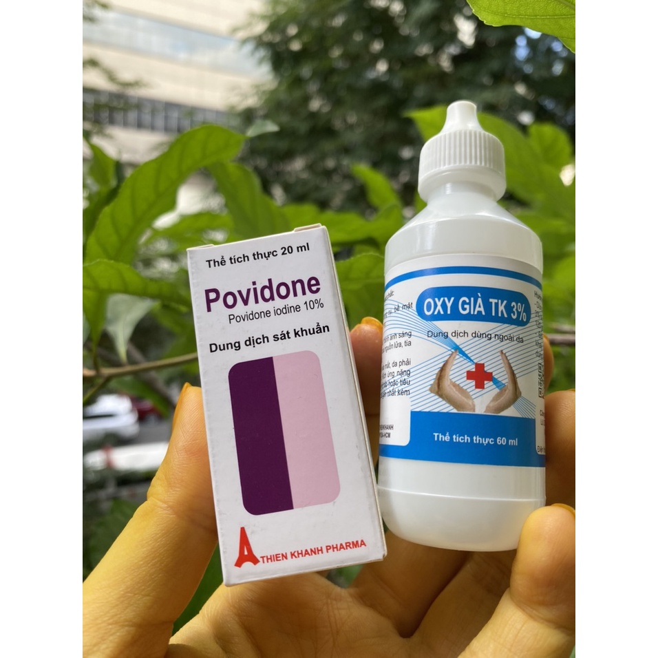 Combo Dung Dịch Sát Khuẩn Tại Nhà ❤️Hoả Tốc❤️Chăm Sóc Sơ Cứu Vết Thương Khử Trùng An Toàn Tiện Lợi Povidone Oxy Già TK