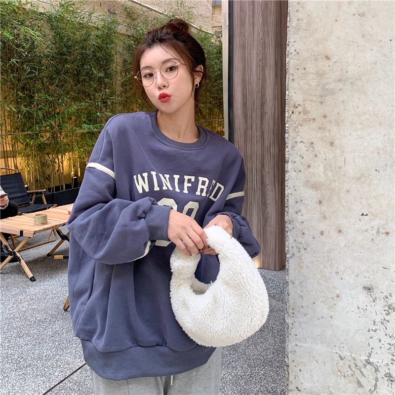 Áo sweater SUXI tay dài dáng rộng phong cách vintage trẻ trung thời trang dành cho nữ