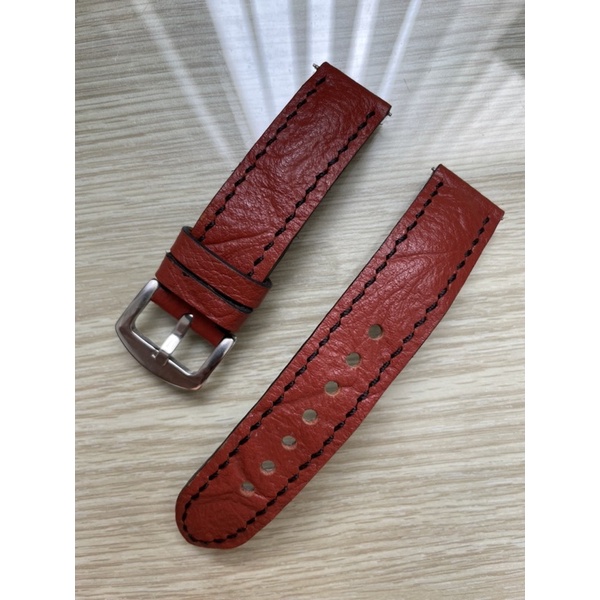 Dây đồng hồ da bò dập vân màu đỏ dành cho nam