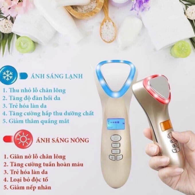 Búa Điện Di Nóng Lạnh , Điện Di Nóng Lạnh Massage Kết Hợp Ánh Sáng Sinh Học D002
