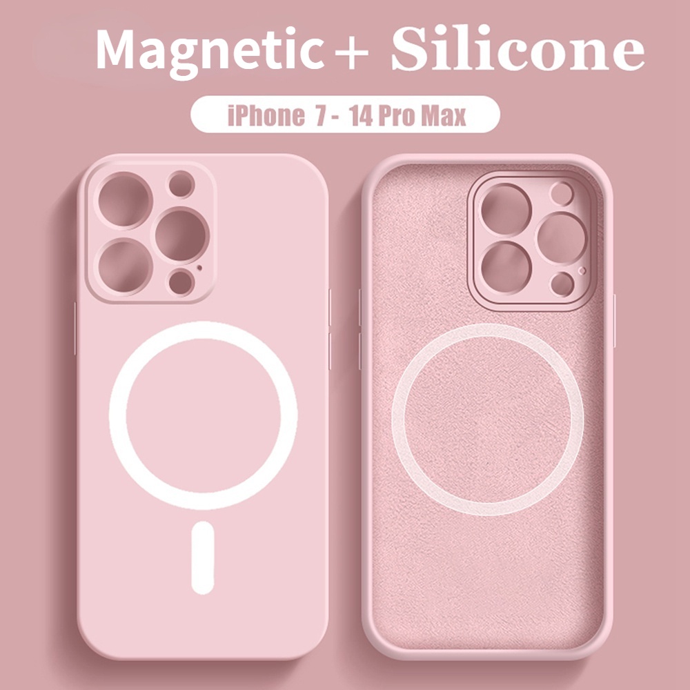 Ốp Điện Thoại Silicon Từ Tính Không Dây Cho iPhone 11 12 13 14 Pro MAX 7 + 8 Plus XR XS MAX