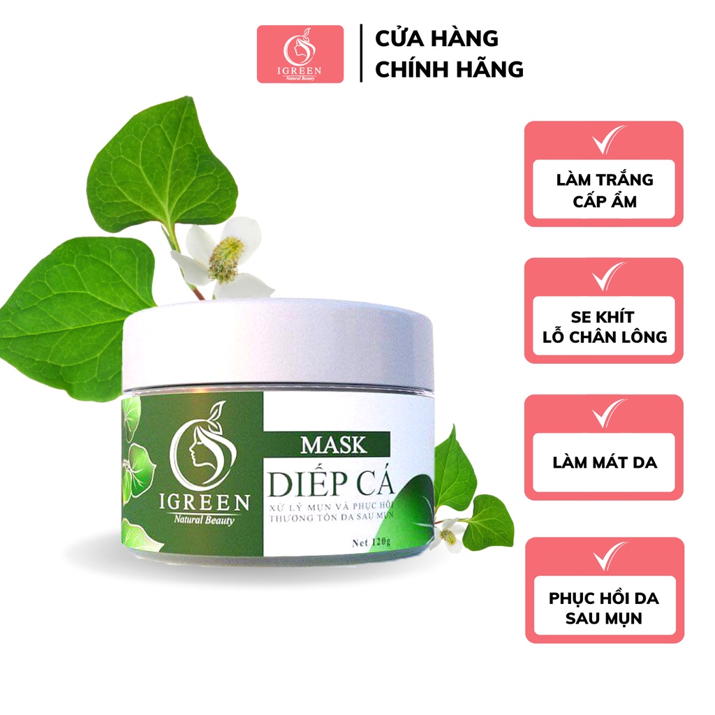 Mask Diếp Cá Igreen Giảm Mụn, Dưỡng Trắng, Cấp Ẩm 120Gram An Toàn Phù Hợp Cho Mọi Loại Da M02