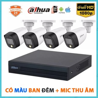 Trọn bộ camera dahua 4 kênh 2.0mp full color quay có màu ban đêm tích hợp mic thu âm