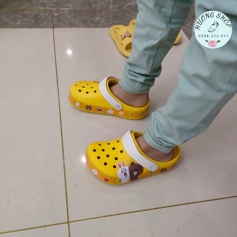 Tặng kèm jibit, Dép Sục Gấu Vàng 3D siêu êm nhẹ, bé nào cũng thích