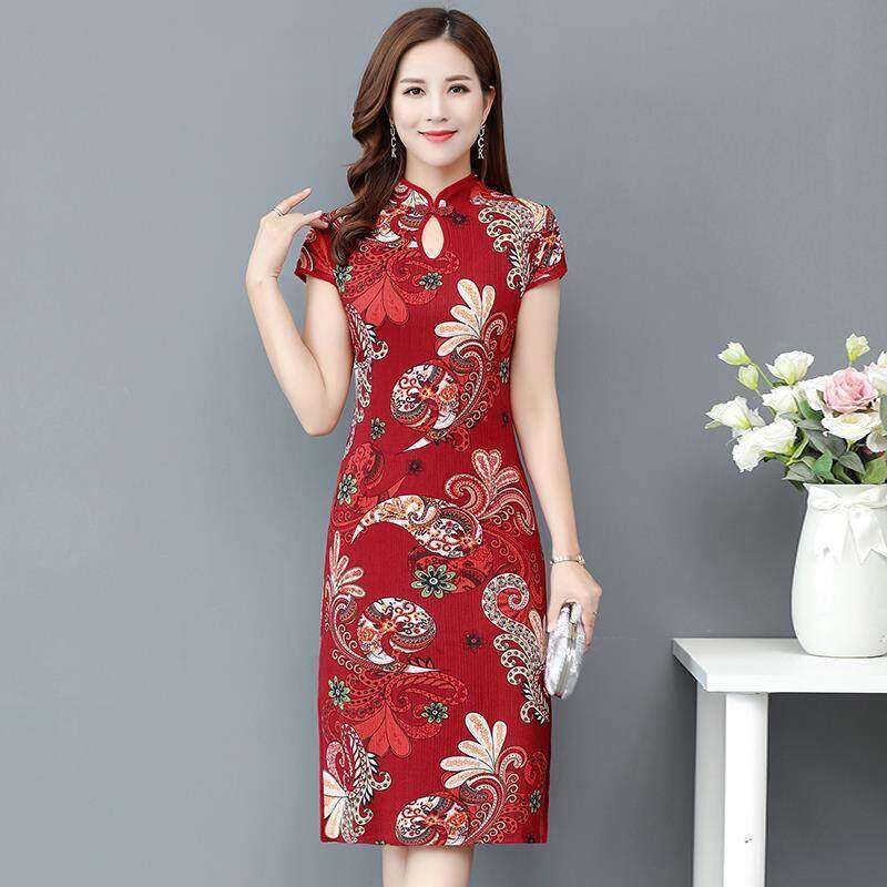 Myaistyle váy đi đám cưới Đầm Sườn Xám Cách Tân Dáng Chữ a Tay Lửng Phong Cách Trung Hoa Thời Trang Xuân Hè Cho Nữ áo dài QZ06