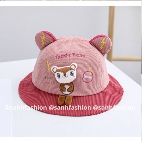 [Bé 6tháng-4tuổi] MŨ VÀNH TEDDYBEAR VÁ 2 MÀU CHO BÉ TRAI,GÁI_sanhfashion