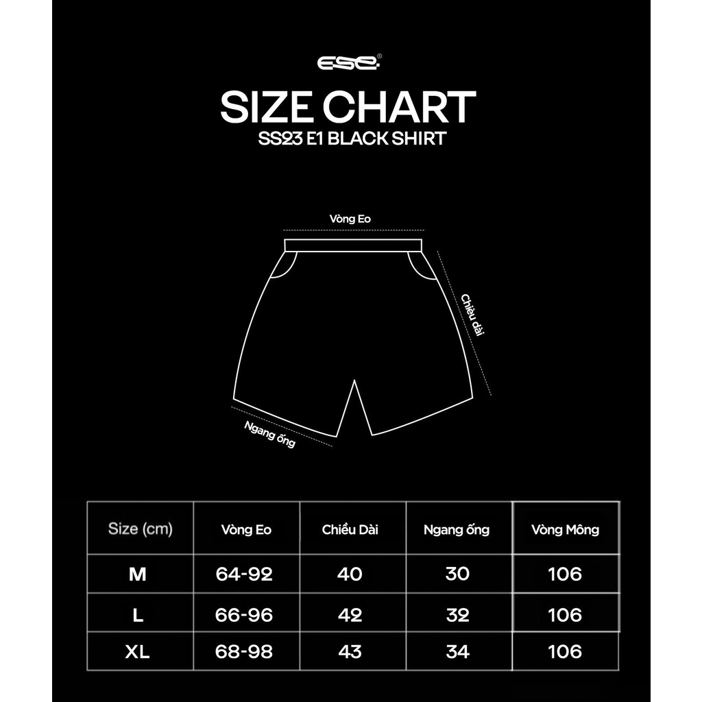 QUẦN SHORT ĐEN - SS23 E1 BLACK SHORT