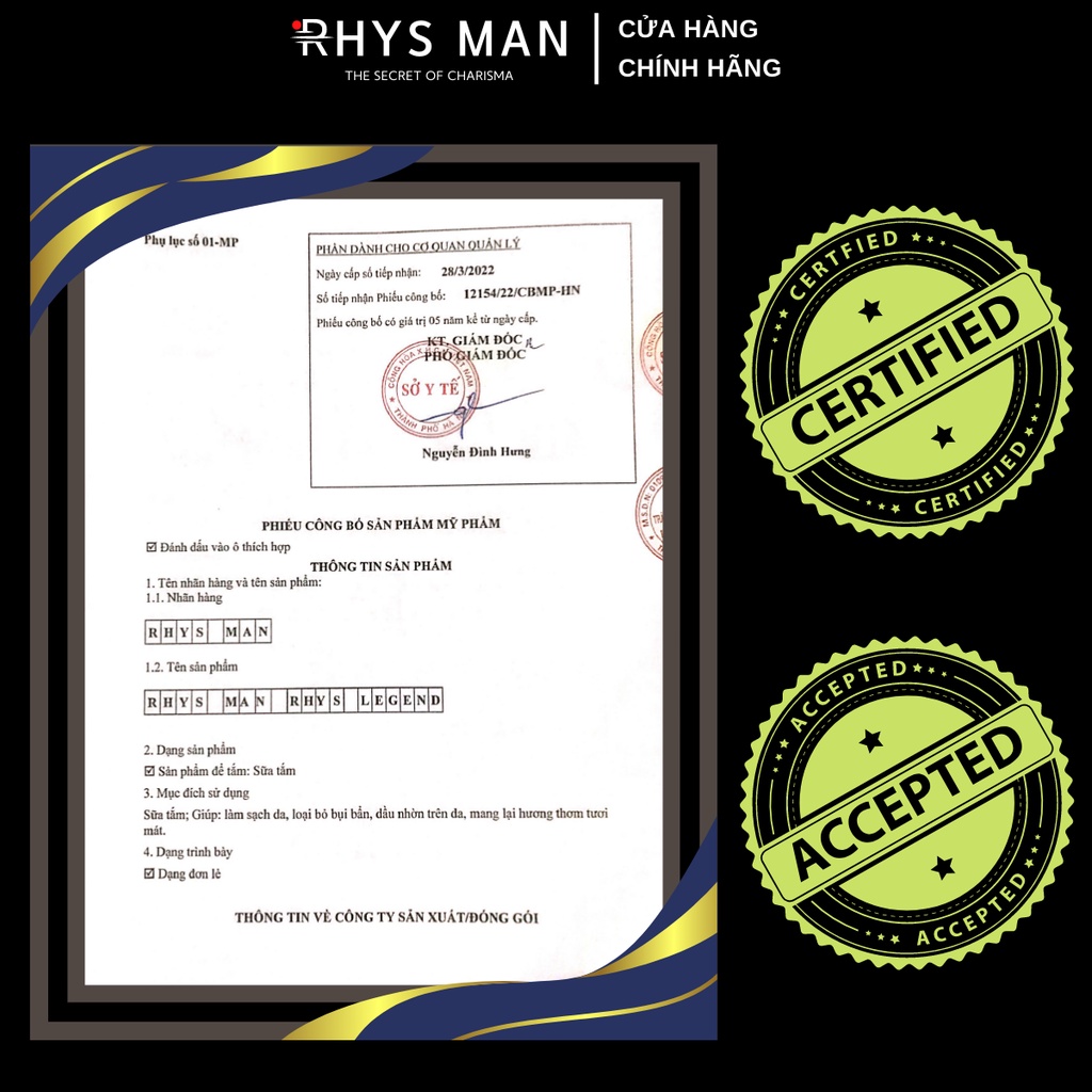 SỮA TẮM GỘI nam Rhys Legend hương nước hoa 350 ml & SỮA RỬA MẶT nam hương dừa Rhys Coconut Fresh 100ml