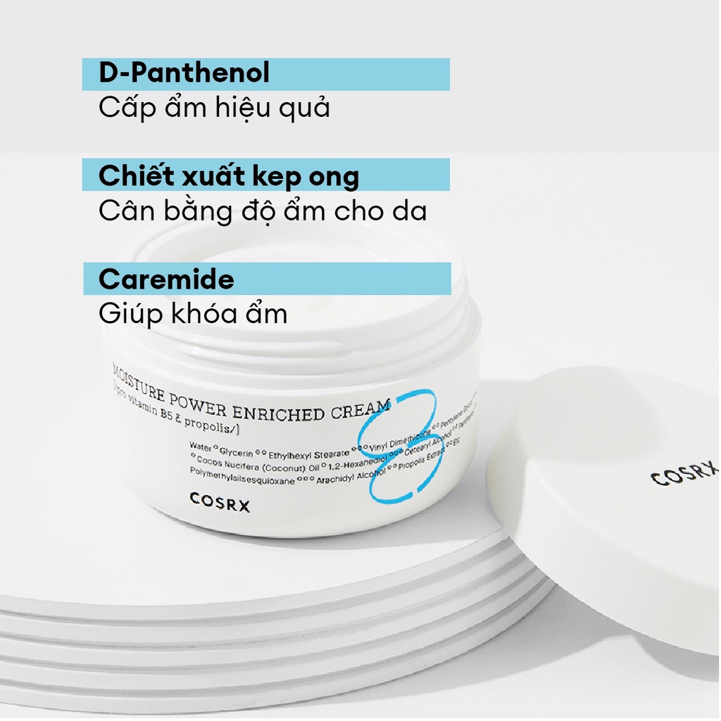 Kem Dưỡng Cấp Ẩm Chuyên Sâu (Keo Ong, B5) COSRX Hydrium Moisture Power Enriched Cream 50ml HSD[13/2/2025]