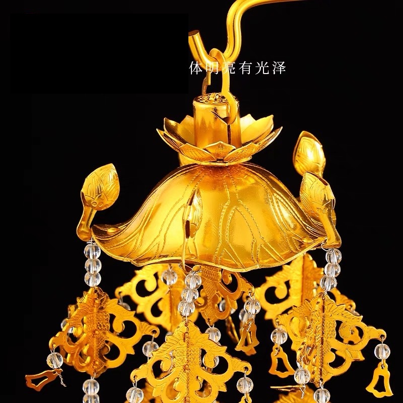 Đồ thờ cúng cặp anh lạc đồng có đế trưng bàn thờ phật văn phòng phầm Nhơn Phát