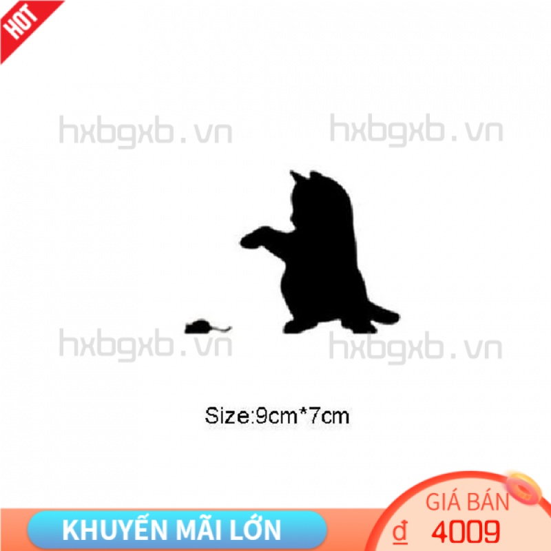 Sticker Dán Tường Trang Trí Hình Mèo Đen Và Chuột