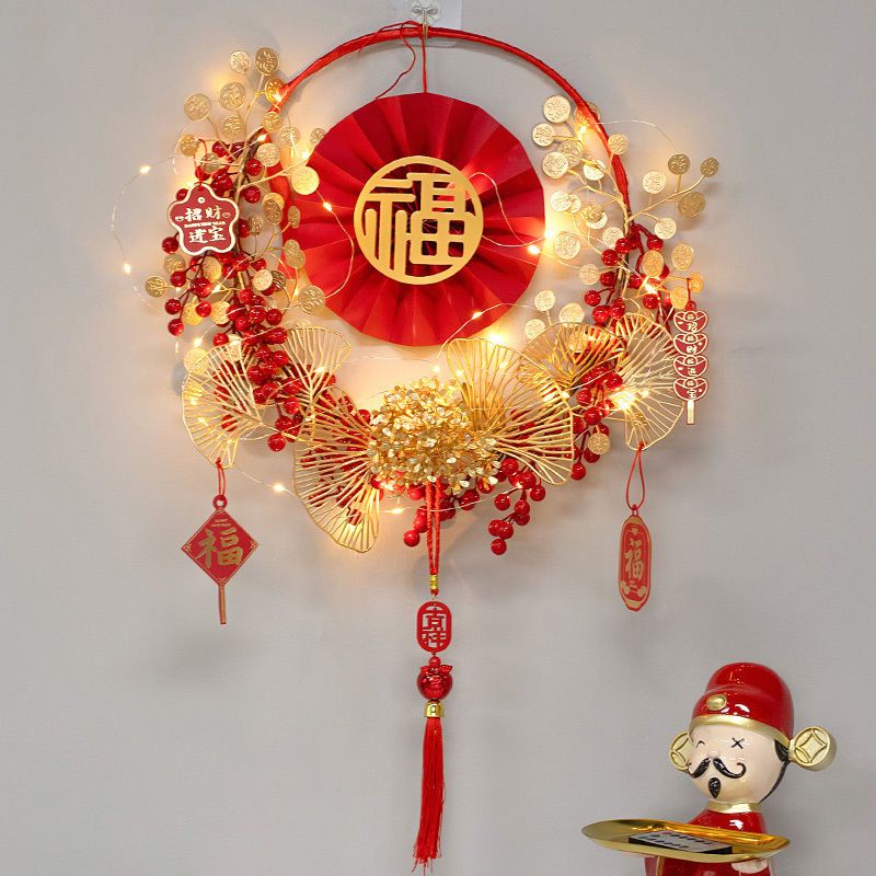 Vòng Hoa đào đông Chữ phúc Treo Tường Treo cửa Trang Trí Phòng Khách / Năm Mới