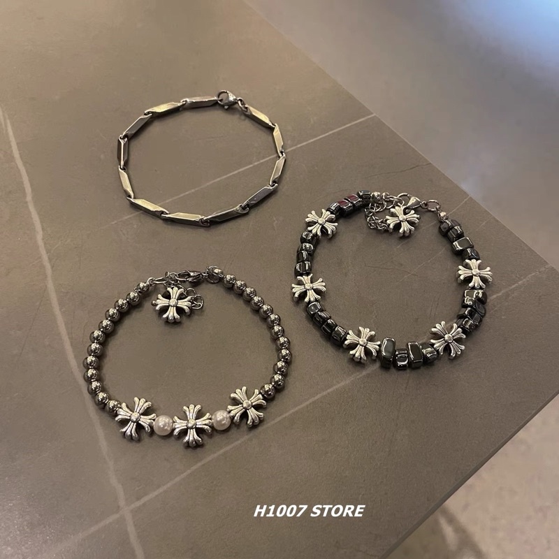 Vòng Tay chrome heart hoa văn phong cách y2k thơi trang hip hop đơn giản học sinh viên