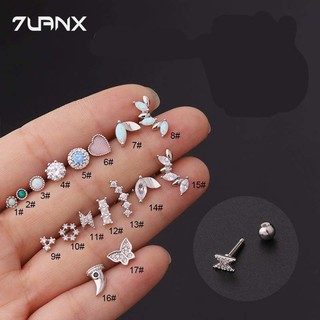 Bông tai 7UANX 16Gauge đính đá zircon bằng thép không gỉ