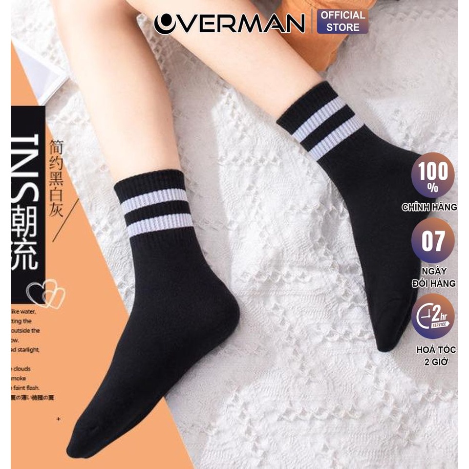 Tất Vỡ nam Cao Cổ cao cấp Cổ Cao Unisex kẻ ngang kiểu Hàn Quốc Dệt Kim TAT01 - OVERMAN