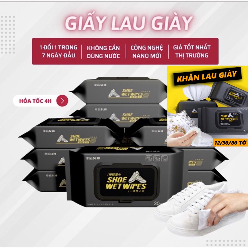 Giấy Lau Giày Siêu Sạch ( gói 12 tờ ) , Khăn Giấy Chùi Giày Đóng Gói Tiện Dụng Không Hóa Chất Làm Hại Vải 88352