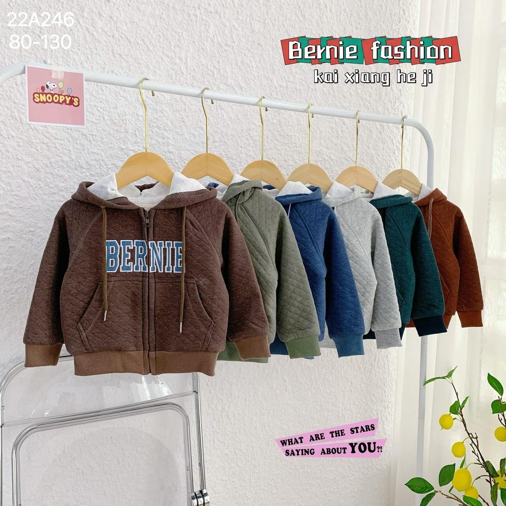 ÁO KHOÁC TRẦN BÔNG BERNIE CHO BÉ - CỐM KIDS NT