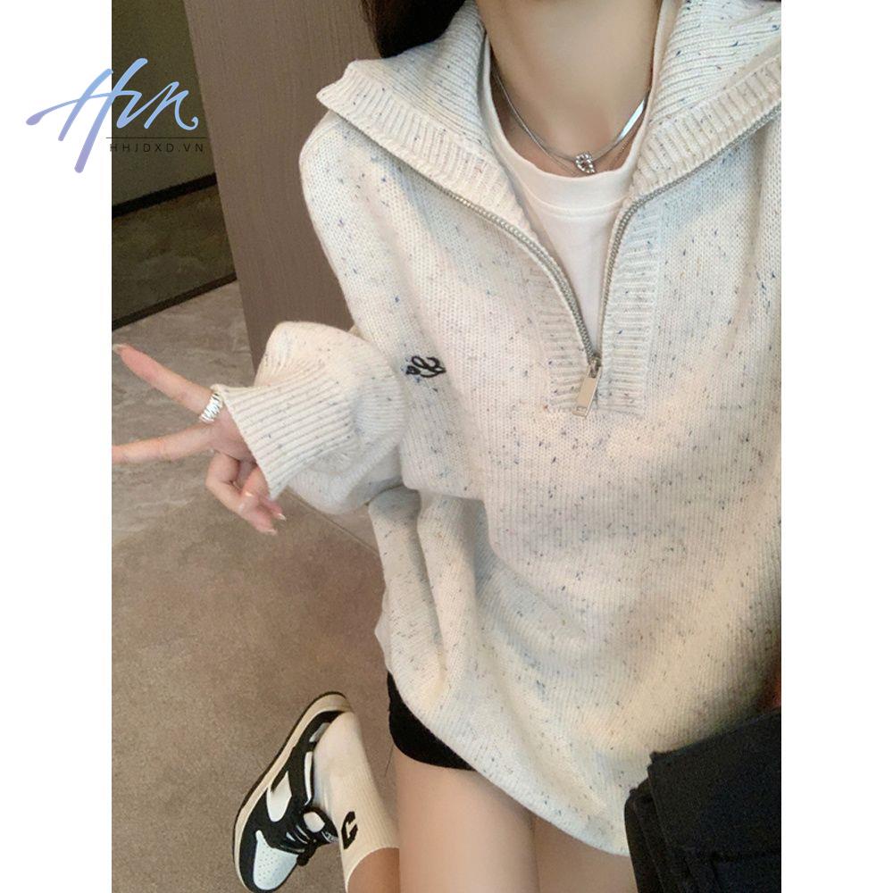 Áo Sweater Dệt Kim Dày Dặn Dáng Rộng Phong Cách Retro Thời Trang Thu Đông Mới