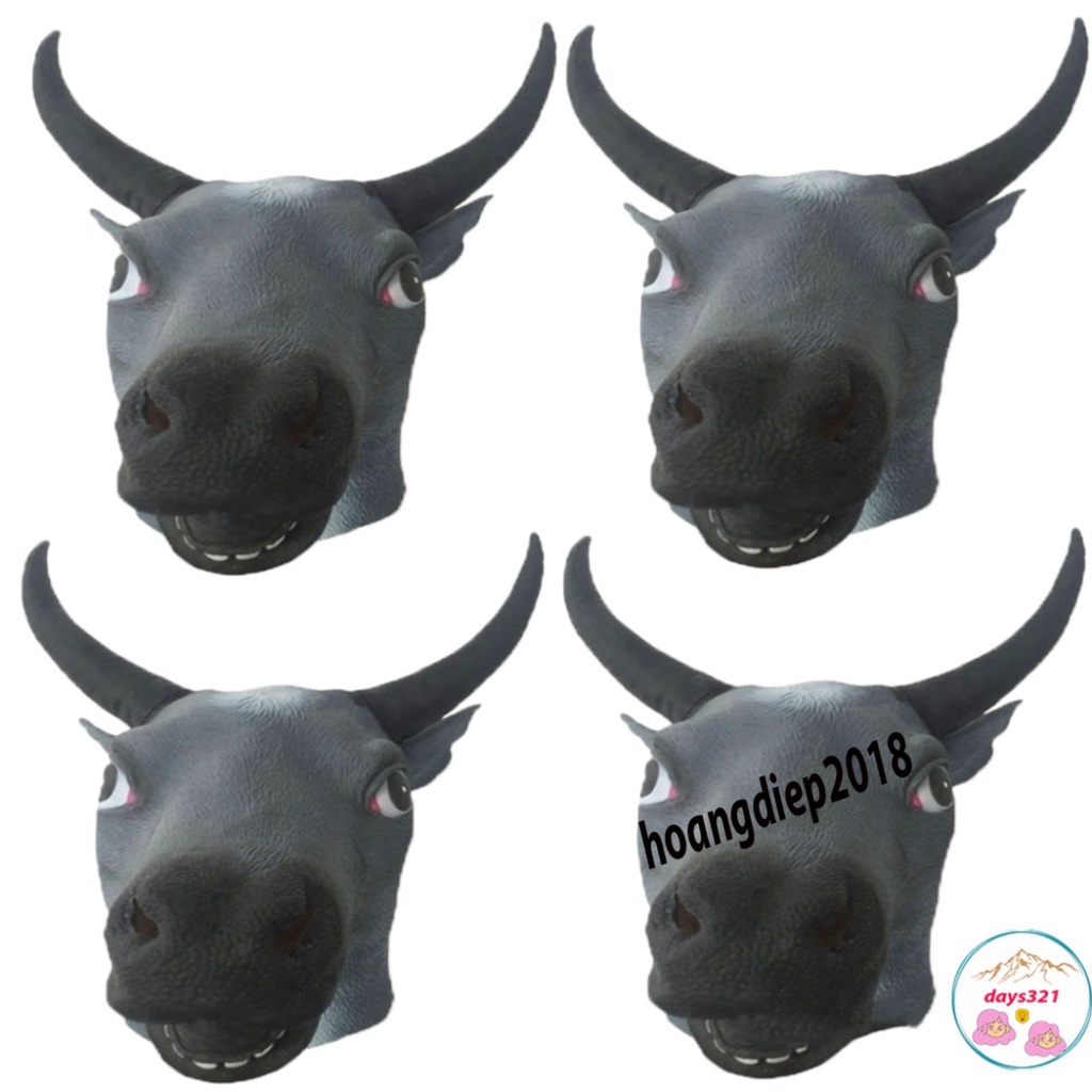 MẶT NẠ BÒ TÓT black color trùm đầu cao su đặc hóa thân con bò bò thích hợp cho Halloween quay video trung thu lễ hội