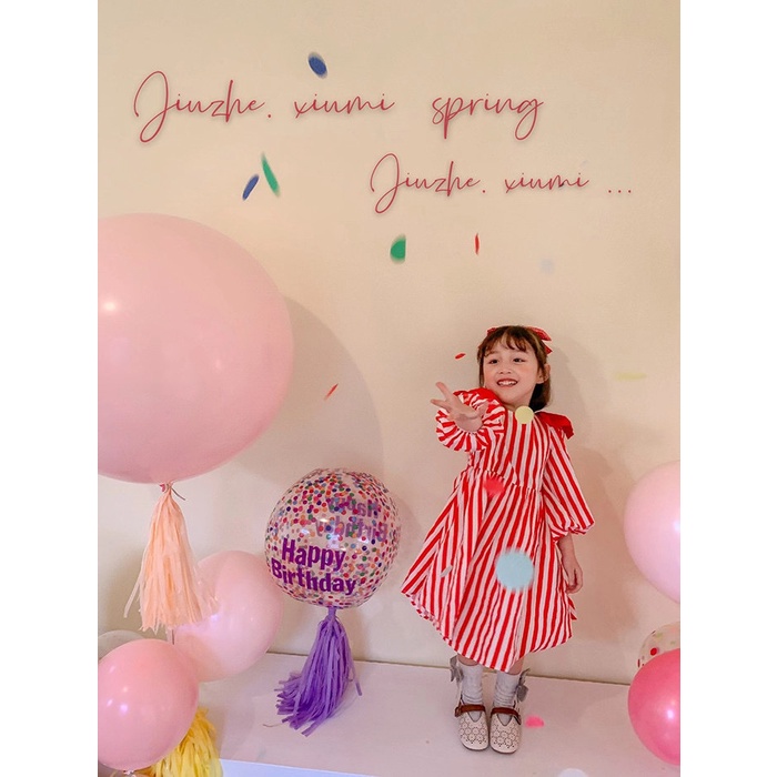 Váy bé gái dáng maxi họa tiết kẻ sọc đỏ cực xinh Mini Kids G21