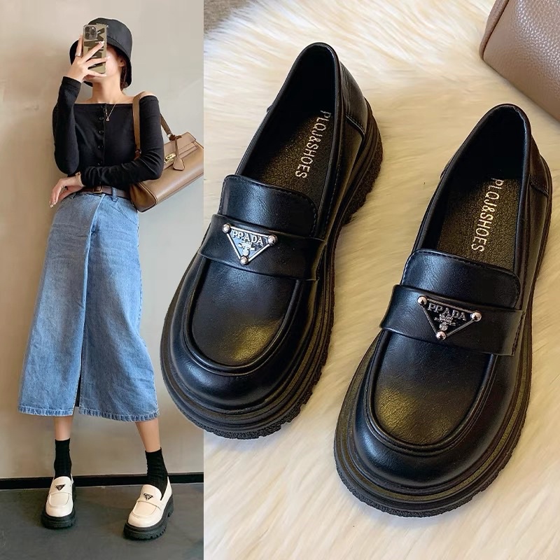 Giày Oxford Da cao cấp Logo Prada