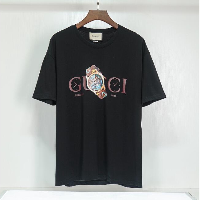 Gucc Áo Thun Tay Ngắn Chất Liệu cotton In Họa Tiết Thời Trang Cho Nam Nữ