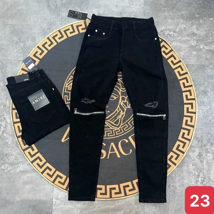 Quần jean nam rách gối to màu xám đậm trơn chất bò cao cấp co dãn 4 đẹp rin trơn form skinny Ado24 mẫu mới