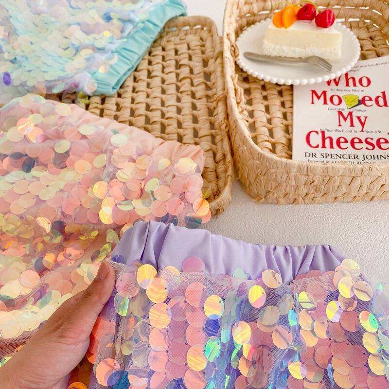 Bộ Váy Hóa Trang Nàng Tiên Cá Đính Sequin Lấp Lánh Dành Cho Bé Gái 1-8 Tuổi