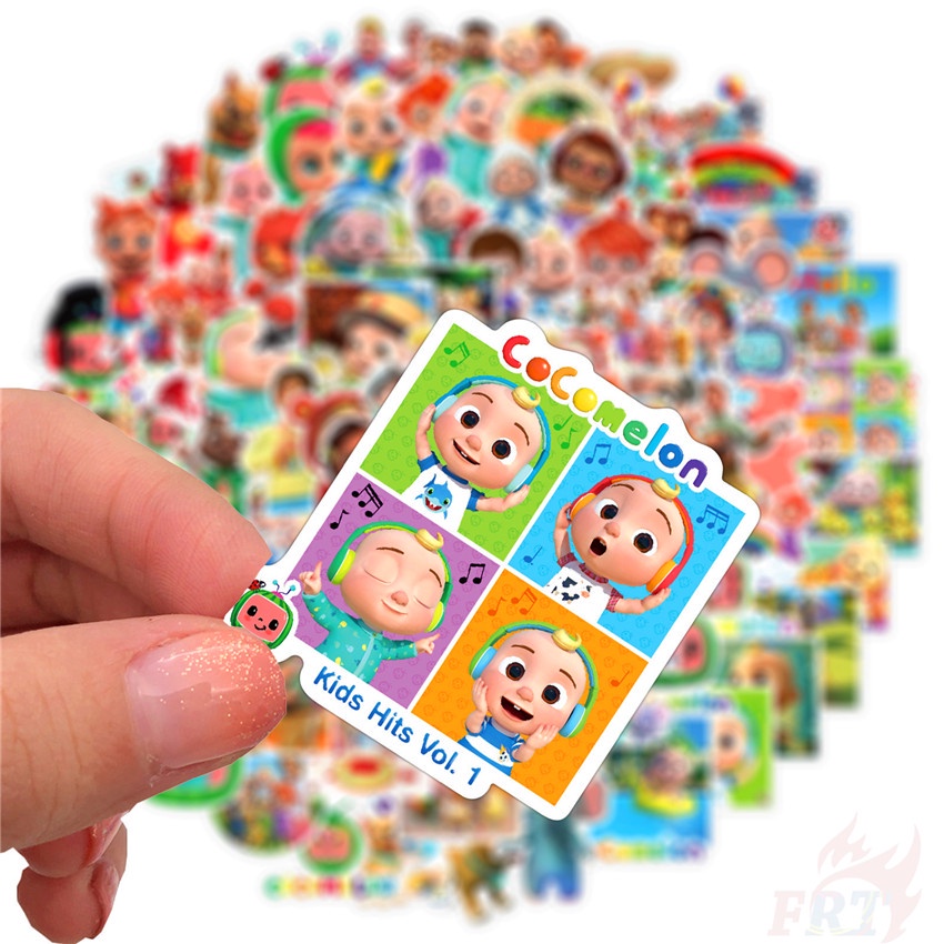 Bộ 100 Cái ❉ Nhãn Dán Dòng CoCoMelon ❉ Miếng Dán Chống Thấm Nước Họa Tiết Hoạt Hình Dùng Trang Trí Thủ Công Cho Trẻ Em