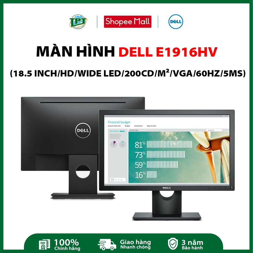 Màn hình Dell E1916HV (18.5 inch/HD/Wide LED/200cd/m²/VGA/60Hz/5ms)