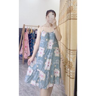 Đầm bầu lanh 2 dây ngủ mát mẻ