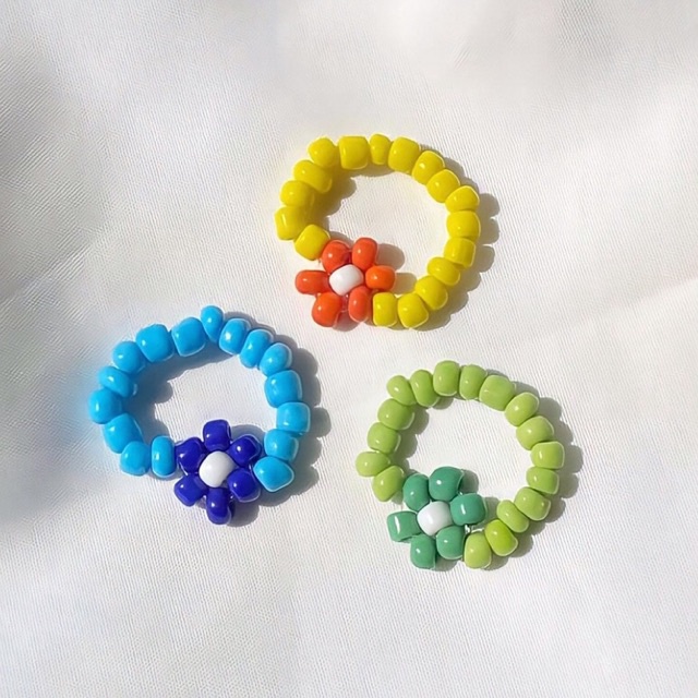 Nhẫn Hạt Cườm Hoa Màu Pastel Baby Dễ Thương
