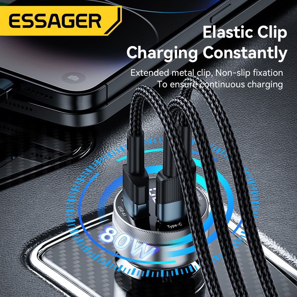 Cốc sạc nhanh ESSAGER 80W cổng USB Type C PD thích hợp cho Iphone 14 13 Samsung