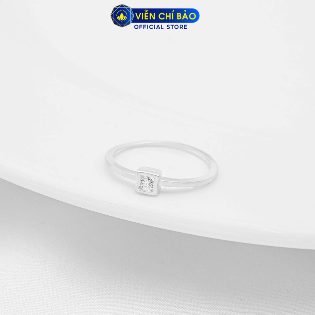 Nhẫn bạc nữ hình vuông đá trắng chất liệu bạc 925 thời trang phụ kiện trang sức Viễn Chí bảo N400873