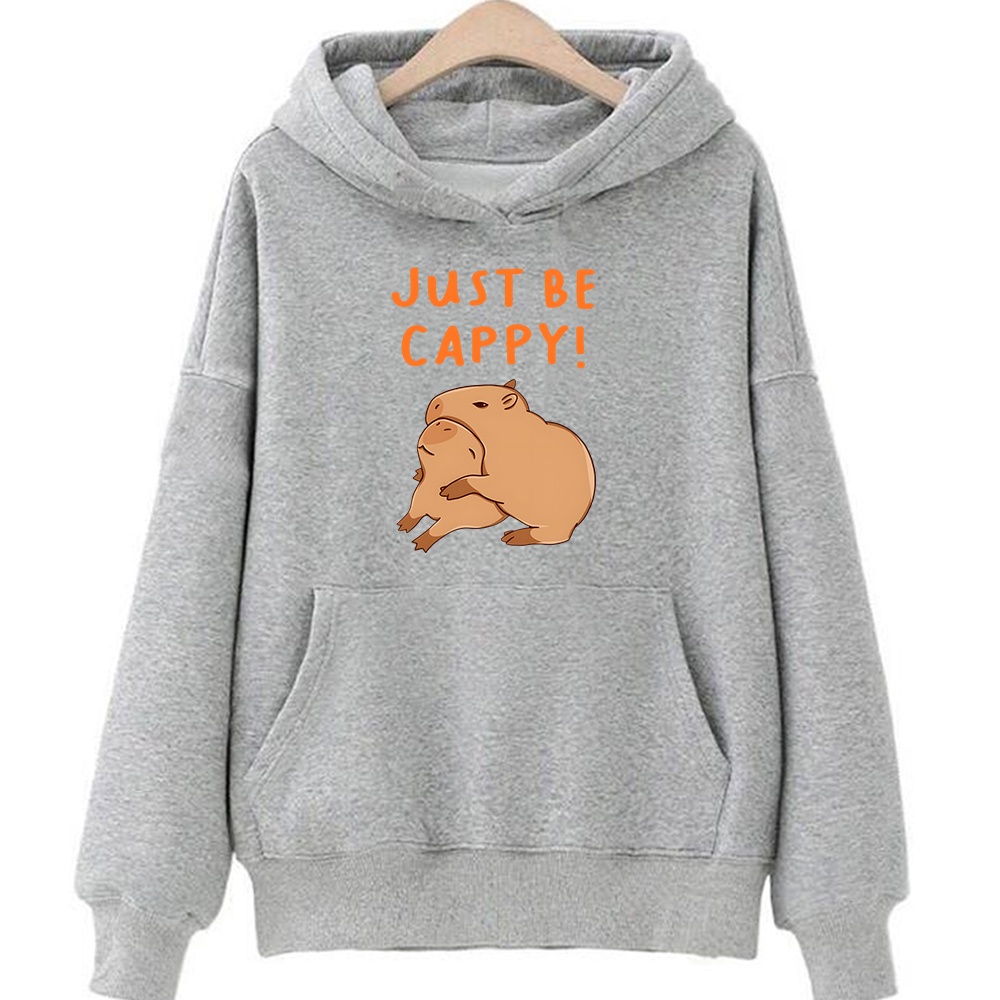 Áo Hoodie Nỉ In Chữ Capybara Just Be Cappy Phong Cách Hoạt Hình Dễ Thương Thời Trang Thu Đông Cho Nam Và Nữ