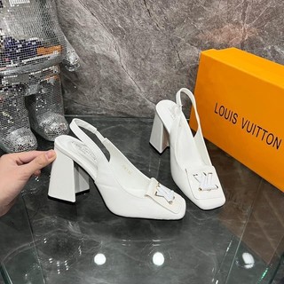 Giày cao gót nữ LV hở gót đế vuông 9p kèm video thật