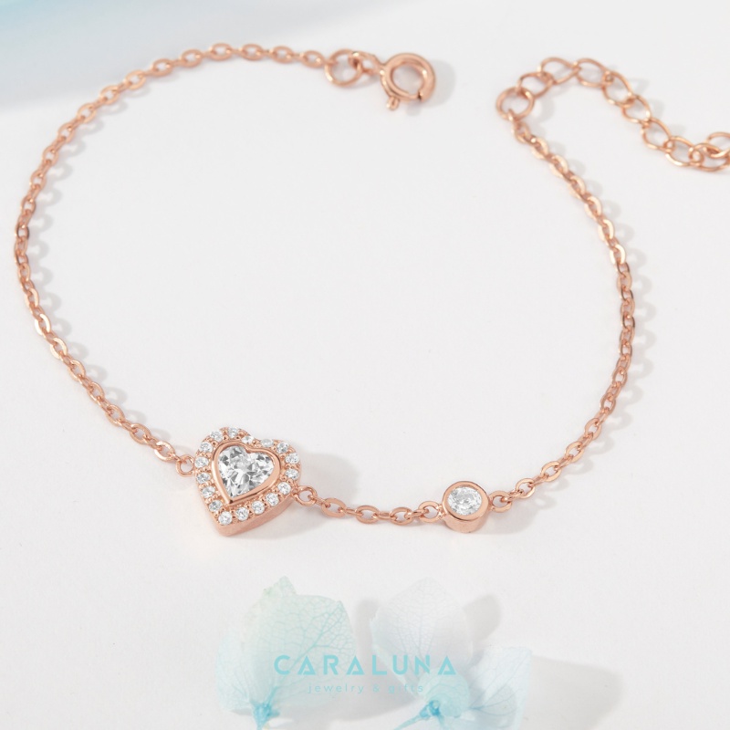Vòng Tay Bạc Nữ CARA LUNA Trái Tim Đính Đá Crystal Heart - VYB34