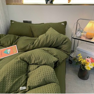 Bộ chăn ga 4 món cotton đũi