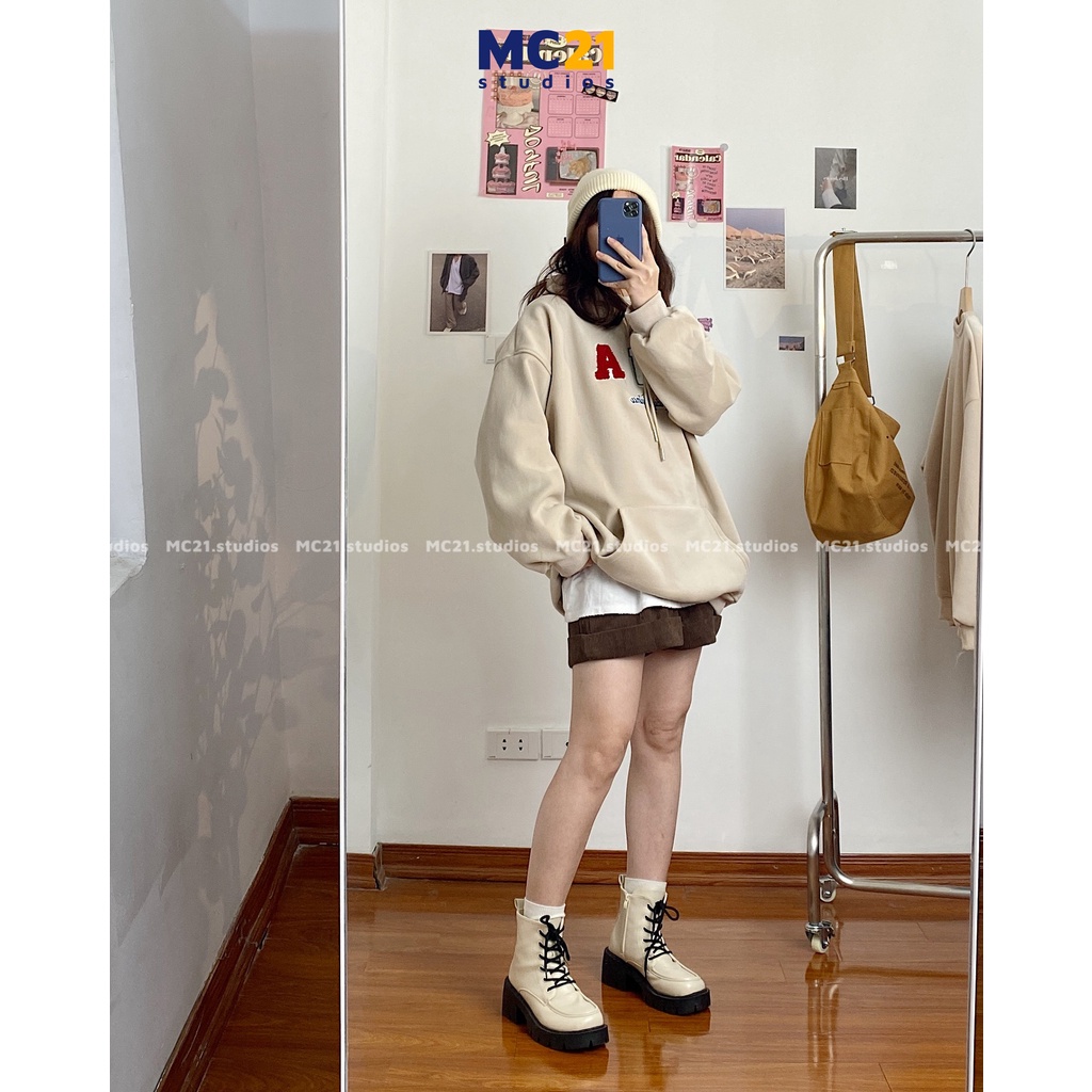 Áo hoodie oversize MC21.STUDIOS nam nữ Unisex form rộng Ulzzang Streetwear Hàn Quốc chất nỉ lót bông cao cấp A3418