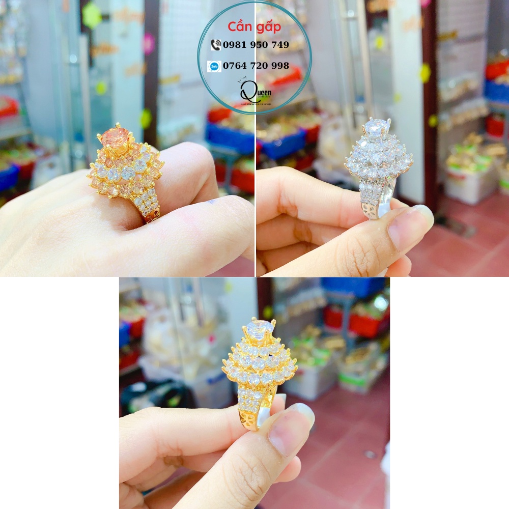 Nhẫn Nữ Đính 3 Tầng Đá Siêu Sáng Siêu Sang-HN221217