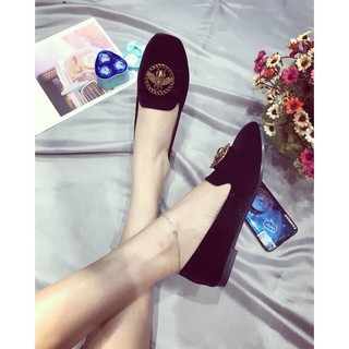 Giày búp bê bệt Hm nỉ nung gắn sticker Ong