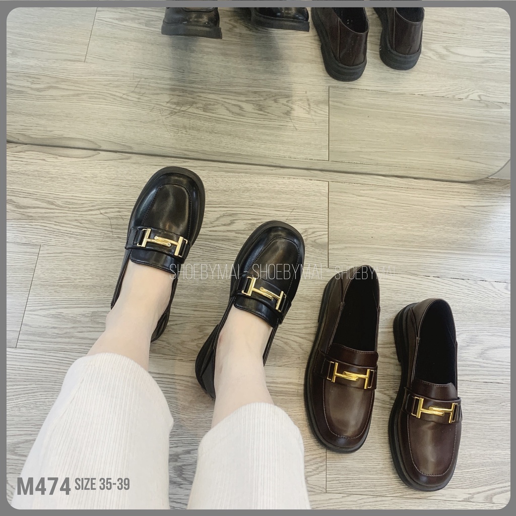 Giày moca nữ gắn họa tiết thời trang M474