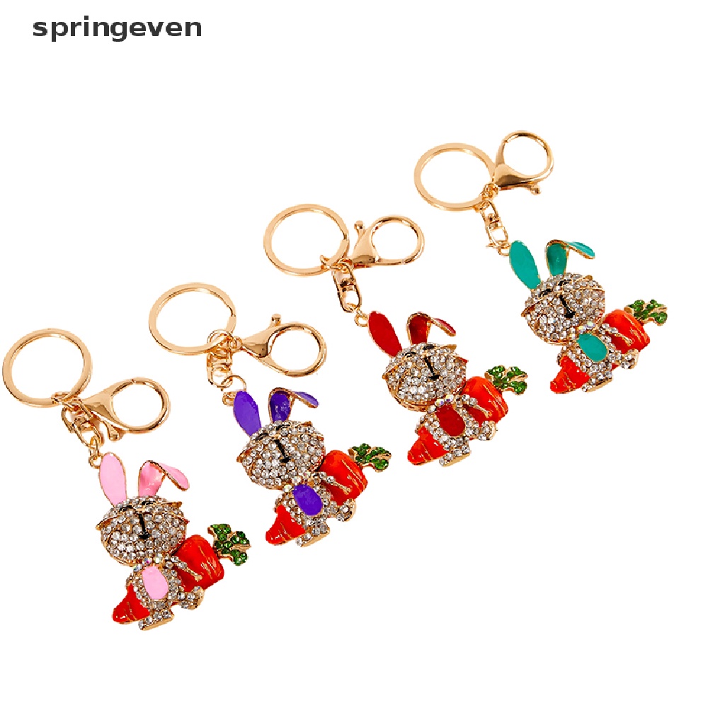 Móc Khóa Hình Thỏ Và Củ Cải Dát Kim Cương Sáng Tạo Thời Trang Cho Cặp Đôi